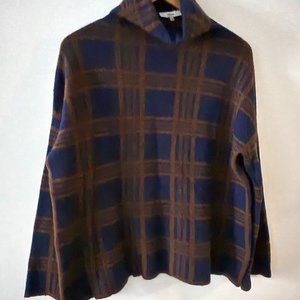 Vince Tartan Plaid Funnel-Neck Size Small